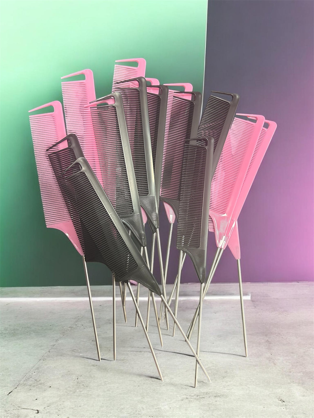 Hair braiding comb with metal pick