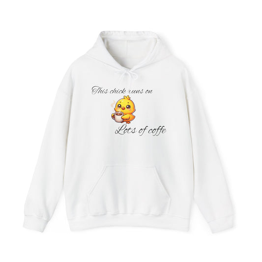 Cute Coffee Lover Hoodie - 'This Chick Runs on Lots of Coffee'